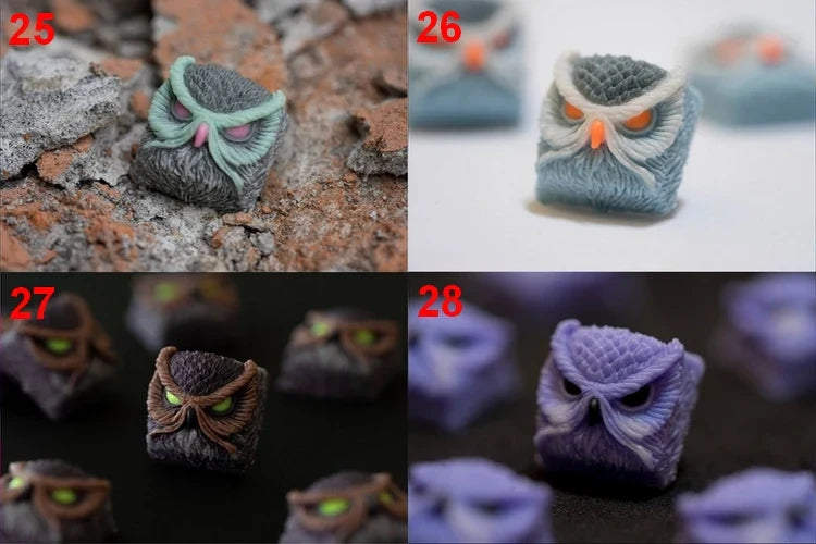 1pc handmade resin key cap for MX switch mechanical keyboard Owl multi-color personalized resin keycaps color can be customized