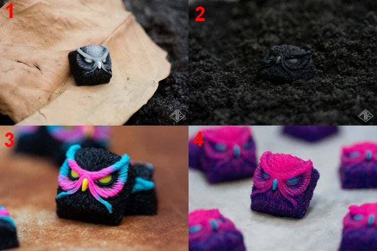 1pc handmade resin key cap for MX switch mechanical keyboard Owl multi-color personalized resin keycaps color can be customized