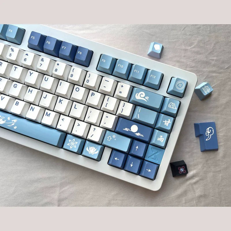 142 Keys/set Genshin Impact Ganyu Keycaps PBT Dye Subbed Key Caps Cherry Profile Keycap For Keychron Q2 65% 75% Anne GK64 Poker