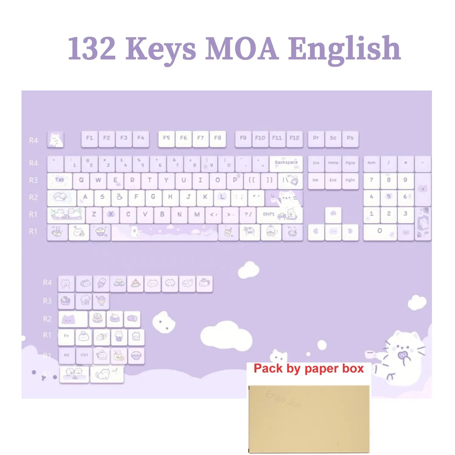 132Keys MOA Profile Keycaps Cartoon PBT Key Caps for 61/64/68/78/84/87/96/104/108 Keys Gaming Mechanical Keyborad MX Swtiches