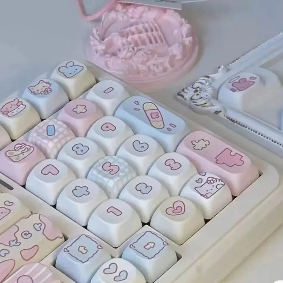 123 Keys ROA Profile Keycap customization Gift Cute rabbit PBT Keycaps Cute Key Cap Dye-Sub Mechanical Keyboard Keycap MX Switch
