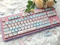 Cute Kawaii Bear Keycap EAO Pink Purple Expression Pbt For Diy Mechanical Keyboard Side Engraved Iso/Ansi Layout Cute Cat Keycap