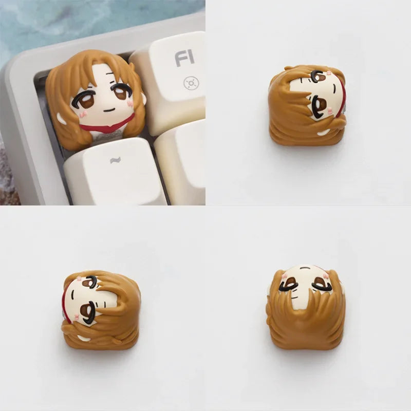 Sword Art Online Theme Keycaps Anime Asuna Personalized Custom Resin Art Keycaps Mechanical Keyboard Cartoon Keycap Accessories