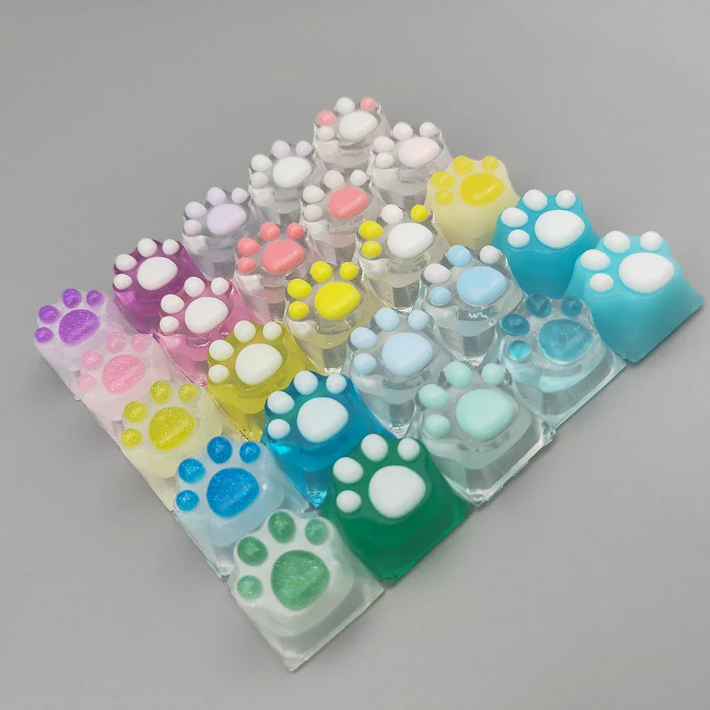 Games Backlit Keycap Cat Paw Cute DIY Key Cap for Mechanical Keyboards Personalized Transparent Crystal Keycap Cherry MX Axis