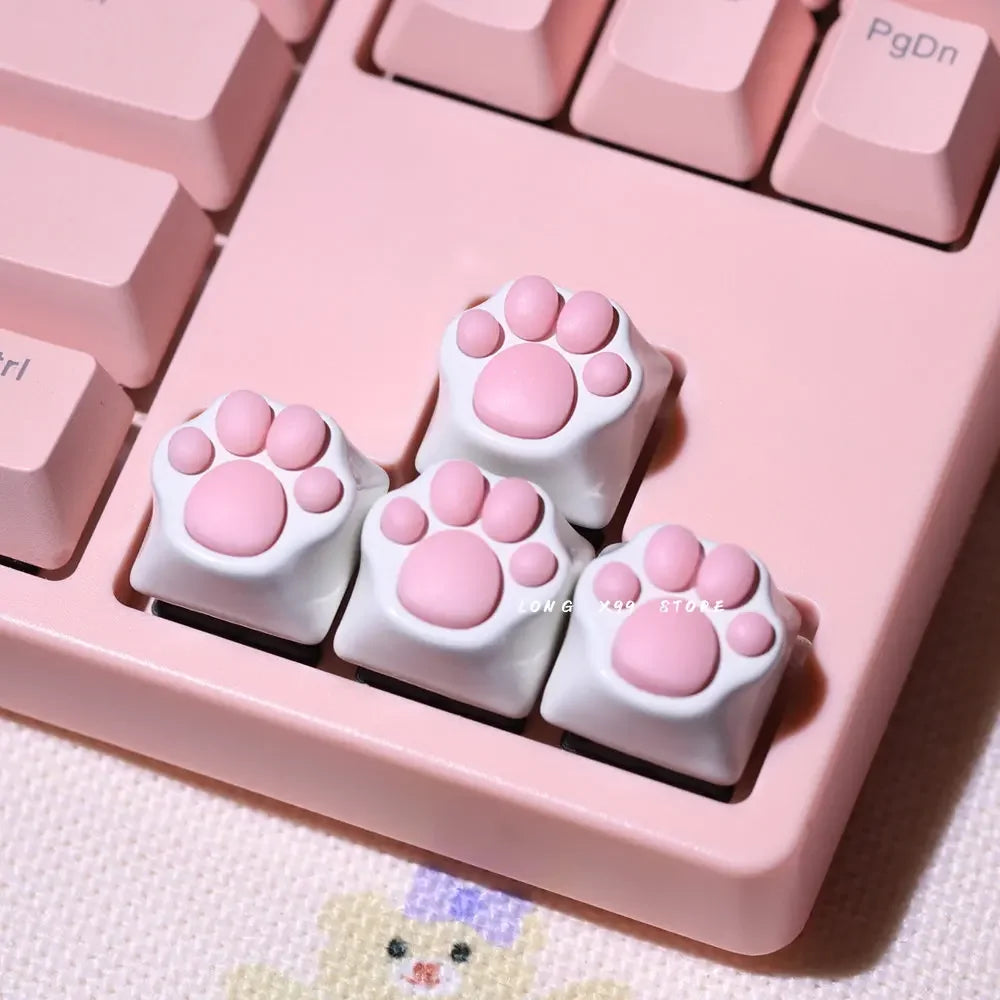 Pink Cute Cartoon Silicone Keycap Personality Soft Feel Cat DIY Artisan Cat Paws Pad Keyboard KeyCaps For Cherry MX Switches
