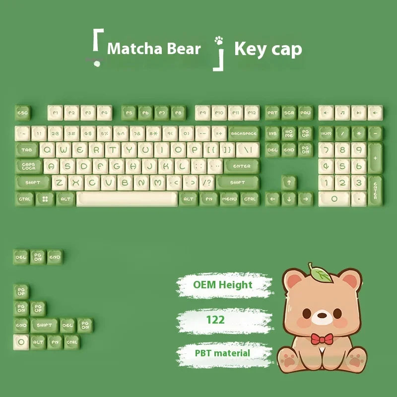 AKKO cute bear head theme keycaps PBT material two-color injection molding school office mechanical keyboard keycaps