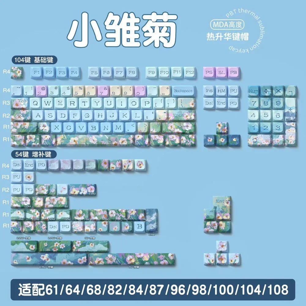 MDA Cartoon Personalized Keycap Set PBT Large Set Creative for MX Switch 60/84/90/104/108 Gaming Mechanical Keyboards