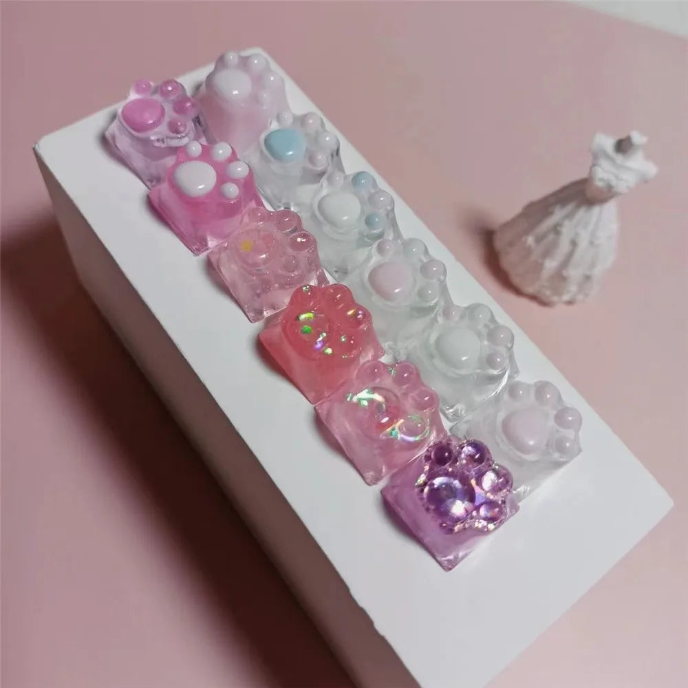 Games Backlit Keycap Cat Paw Cute DIY Key Cap for Mechanical Keyboards Personalized Transparent Crystal Keycap Cherry MX Axis