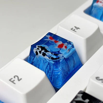 Handmade Keycaps Custom Scenery Koi 1U Resin Keycaps For Cherry Mx Switch Gamer Mechanical Backlit Keyboard Replace RGB Keycaps