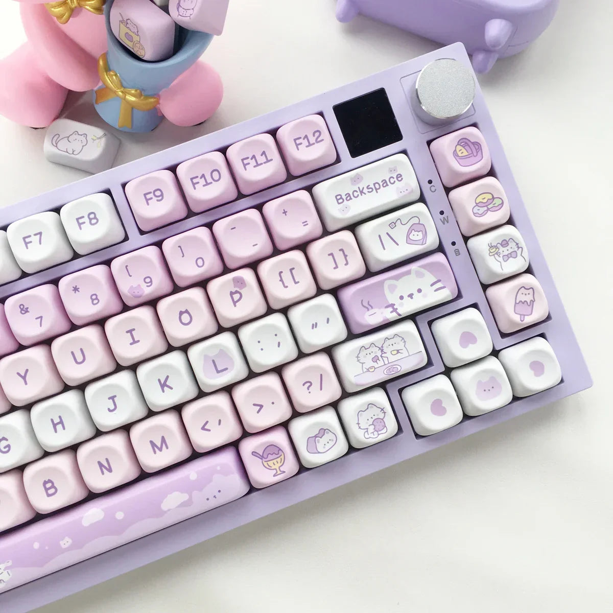 95Keys MOA Profile Cat Theme PBT Key Caps Pink Blue Puppy Cute  Keycaps for GK61 RK836 MX Switches Mechanical Keyboard