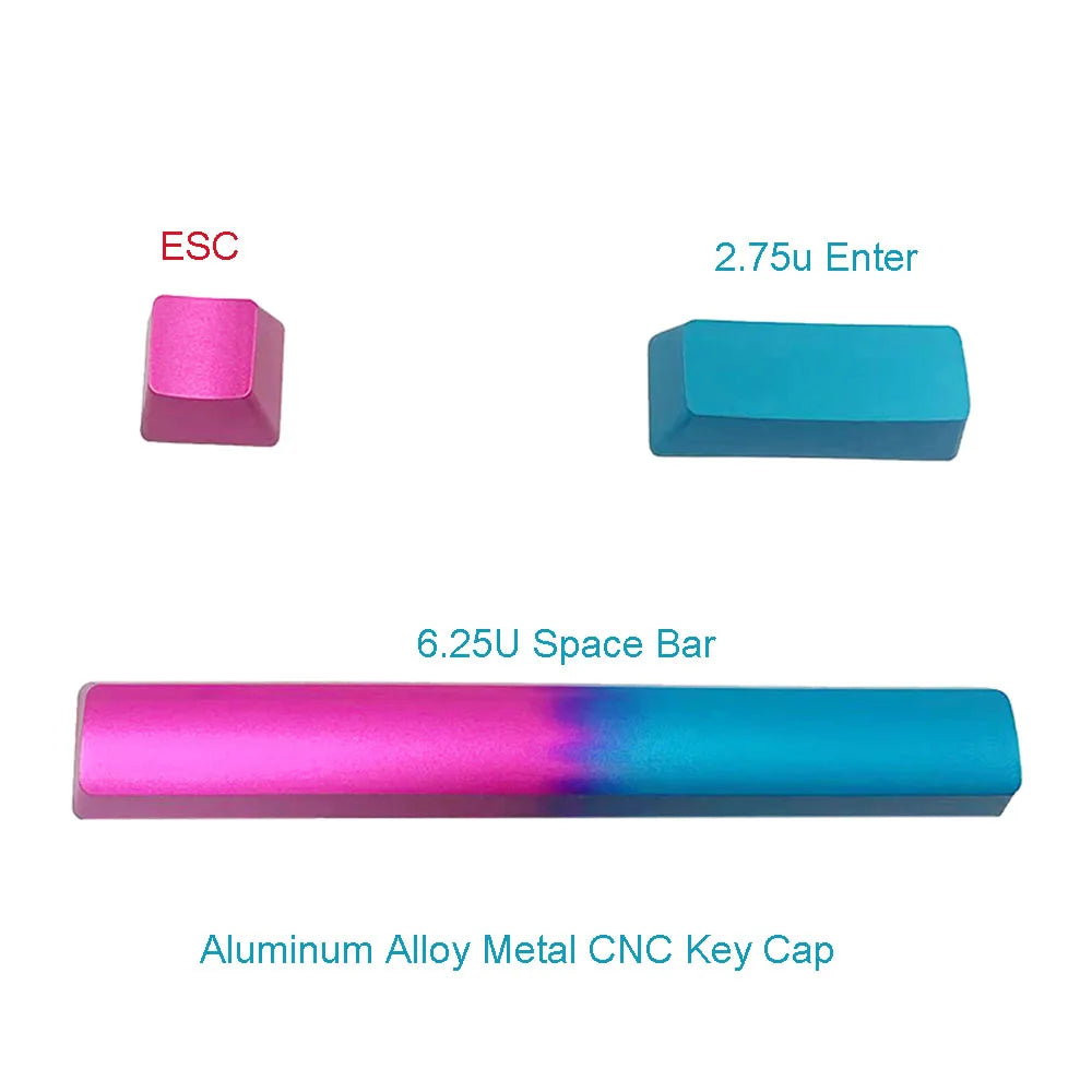 Aluminum Alloy Metal Key Cap No Backlit CNC Customized Mechanical Keyboard Cross Axis OEM ESC 6.25U Spacebar 2.75U Enter Keycaps