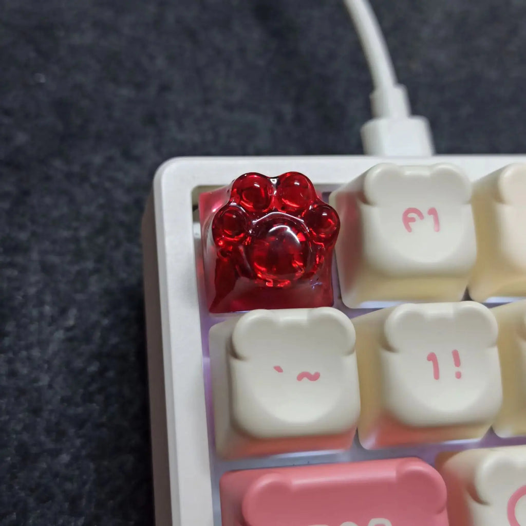 Games Backlit Keycap Cat Paw Cute DIY Key Cap for Mechanical Keyboards Personalized Transparent Crystal Keycap Cherry MX Axis