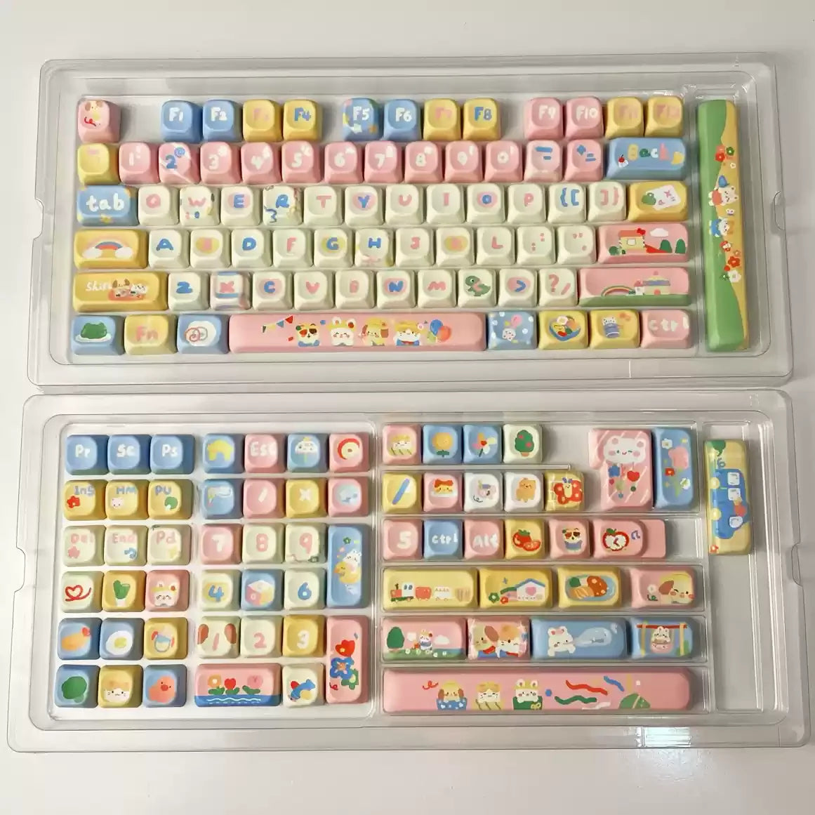 Customized Keycap Cute Kindergarten Theme 133/141 Key Eoa Height Pbt Five Sided Heat Sublimation Cartoon Mechanical Keyboard Cap