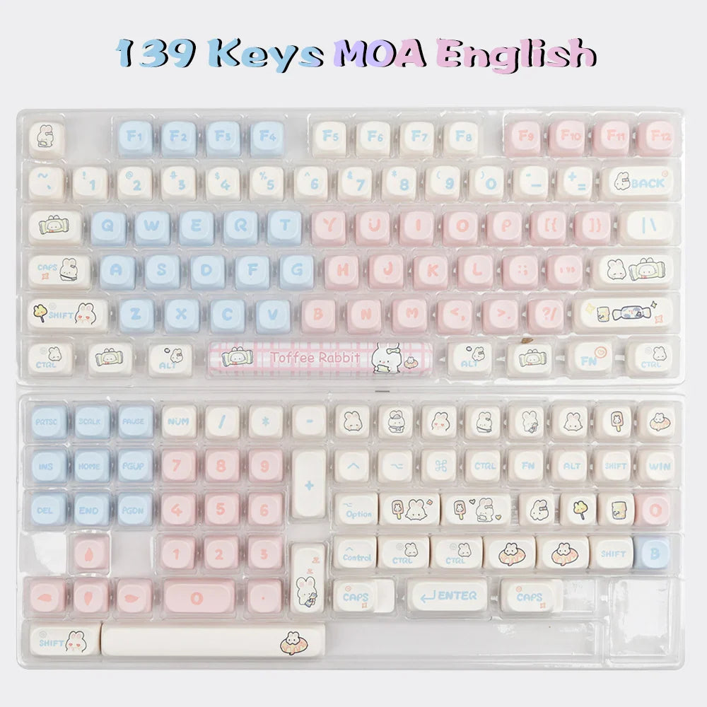 139 Keys MOA Profile Puppy Band Sugar Rabbit Theme Keycaps PBT Thermal Sublimation Customized Key Caps for Mechanical Keyboard