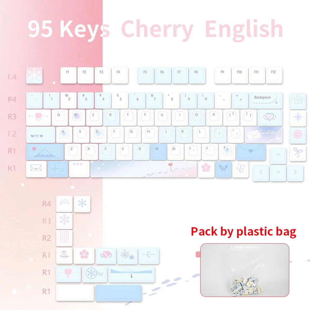 95 Keys Cherry Profile PBT Keycaps Love Letter Theme Key Caps for Gaming Mechanical Keyboard 61/64/68/75/84Keys GMK67 AULA F75