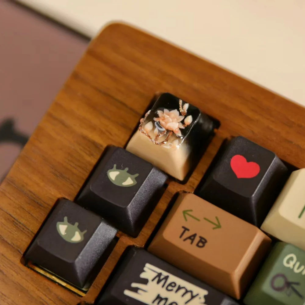Lucky Lotus Artisan Keycap Custom Handwork Point Keyboard Cap Cherry Profile Cute KeyCap for Mechanical Keyboard Cherry MX 1U