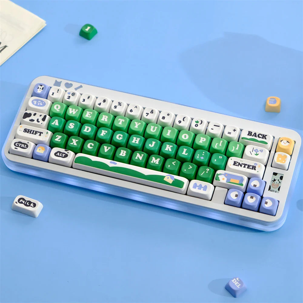 MOA Key Caps 129 Key Cow Pasture PBT Keycap MOA Profile Dye Sublimation Keycap For Gaming Mechanical Keyboard Keycap MX Switch