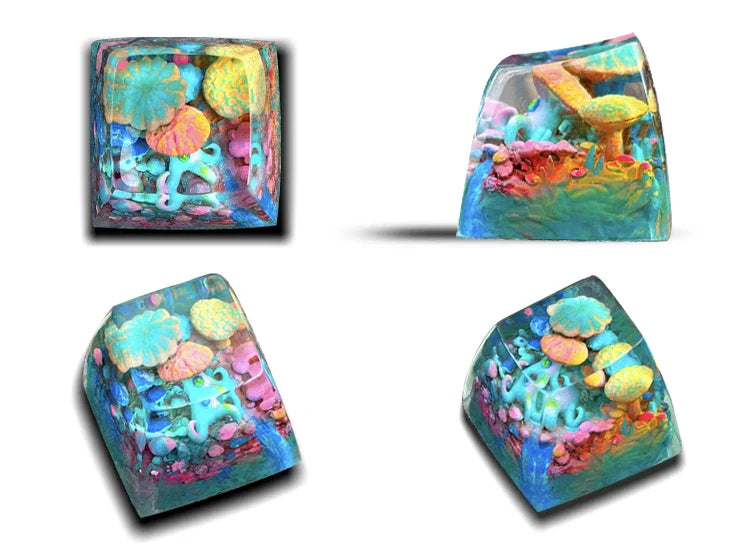 Creative Mushroom World Keycaps Resin SA Height Mechanical Keyboard Accessory Personalized Translucent Custom ESC Keys Gifts