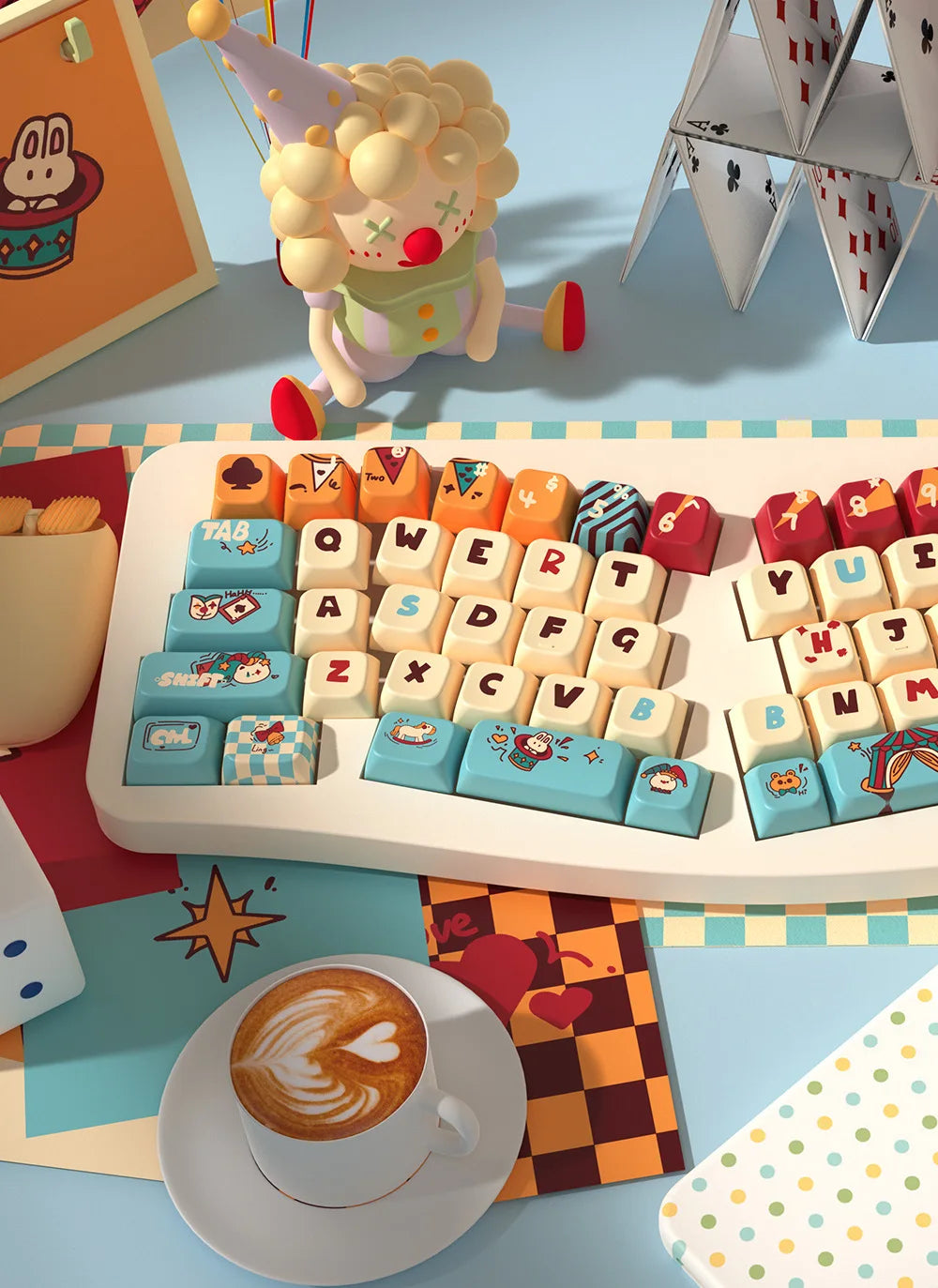 Cat Circus Theme Keypad 138/158key Mda Cherry Profile Pbt Hot Sublimation Mechanical Keyboard Animation Peripheral Game Keycap