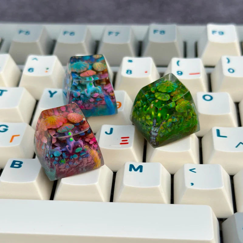 Creative Mushroom World Keycaps Resin SA Height Mechanical Keyboard Accessory Personalized Translucent Custom ESC Keys Gifts