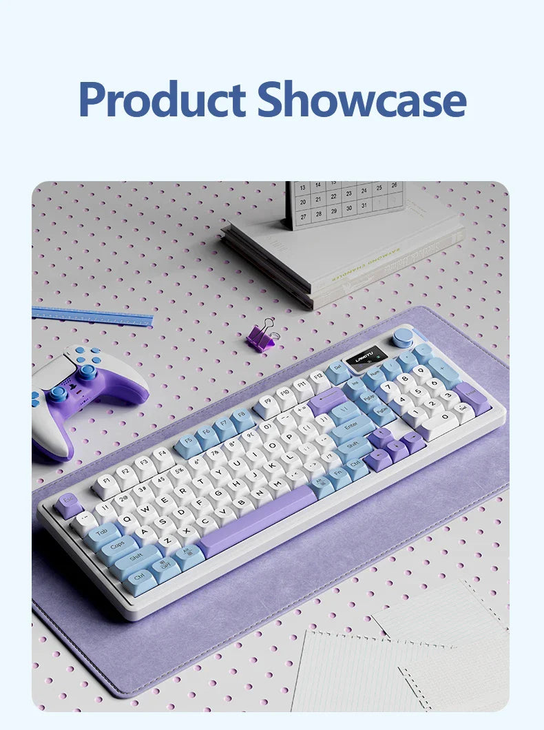 LANGTU L98 Membrane Keyboard Tri-mode Wireless Gasket Structure RGB Multifunctional Knob Customized Gaming Keyboard Pc Accessory