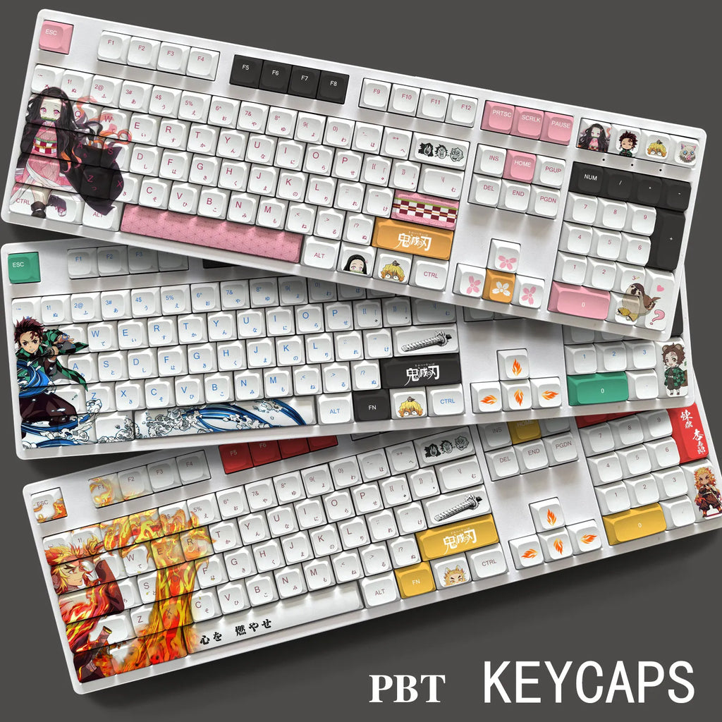 Demon Slayer Pbt Material Keycaps Set for ANSI Mechanical Keyboard XDA Profile for 68 75 84 98 99 100 104 108 etc Only Keycaps