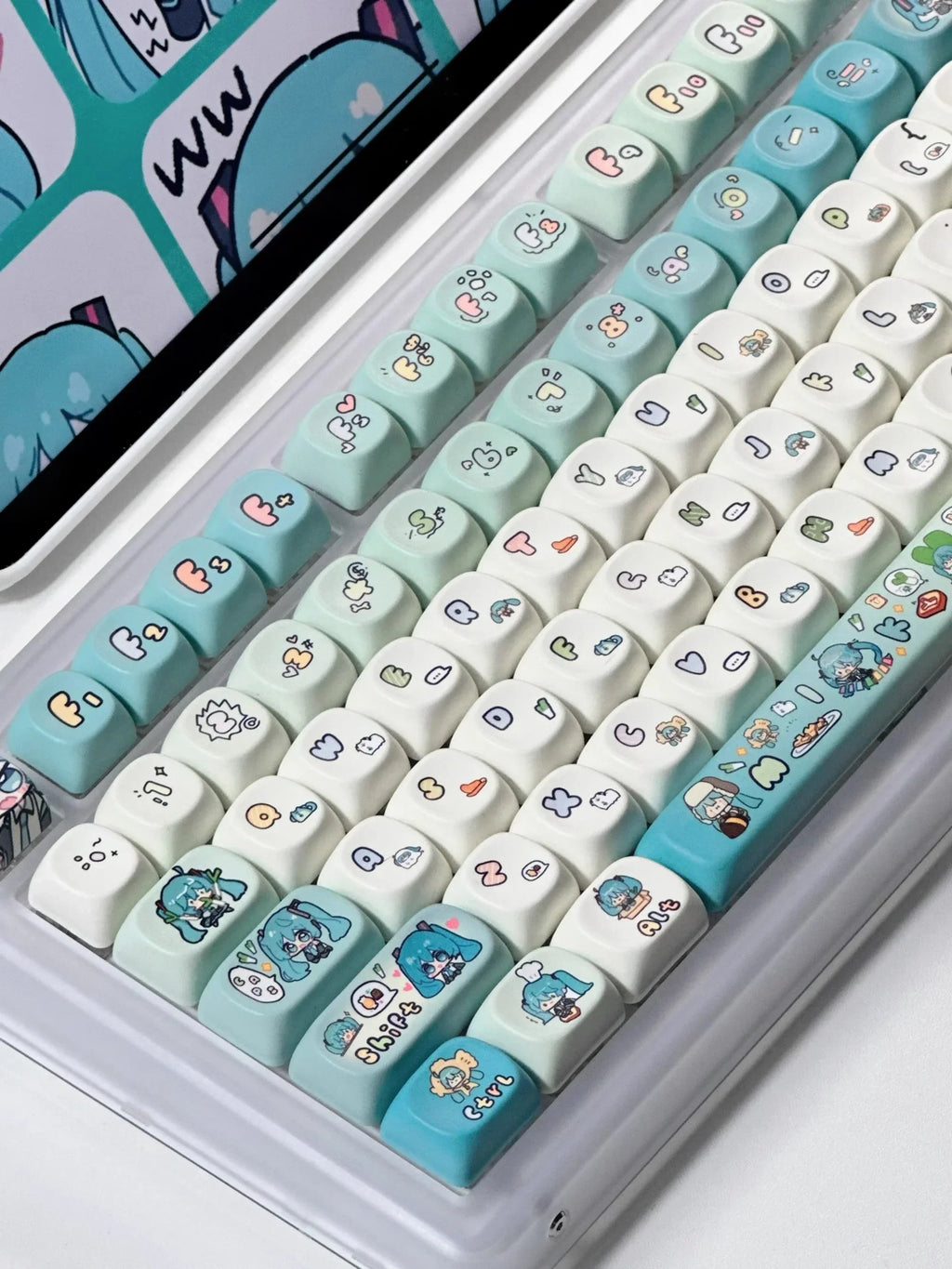 Miku Anime Keycap Xoa Pbt Cartoon Keycap Customization Individuation Keyset For Mechanical Gaming Keyboard Switch Gifts