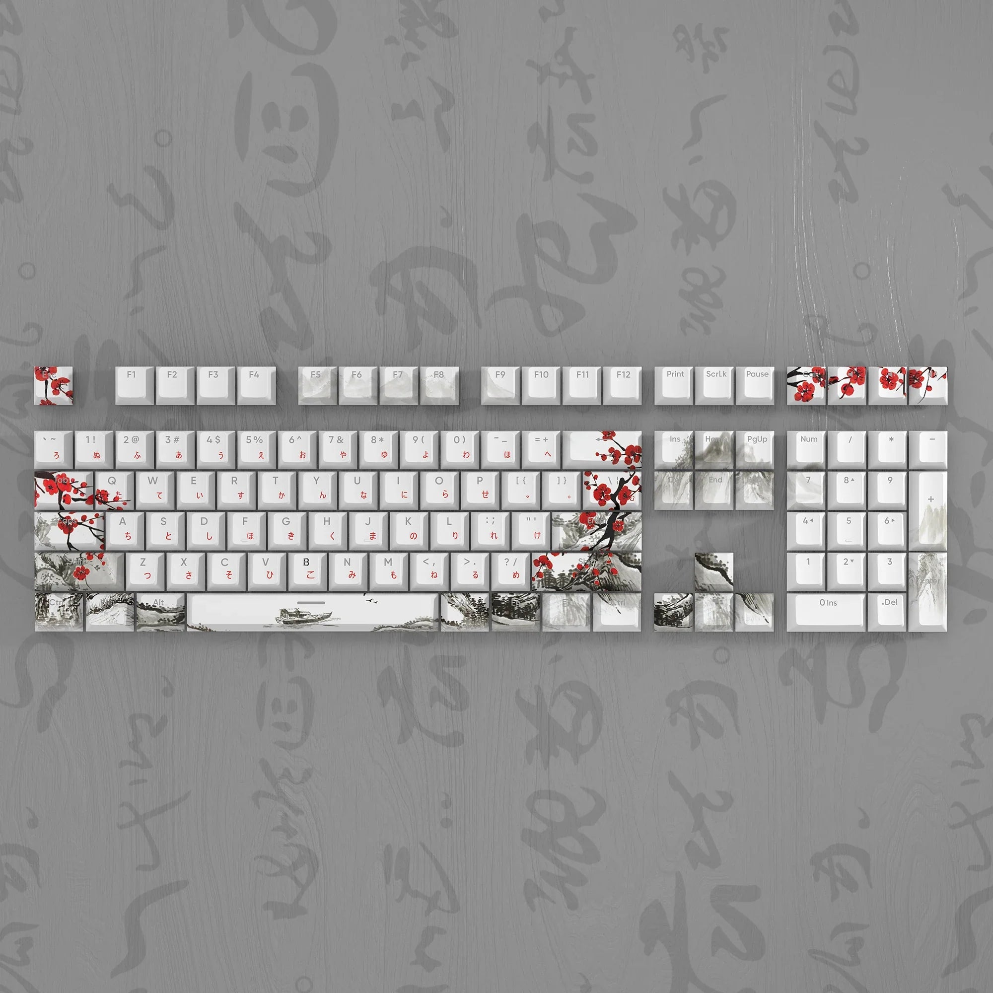 Plum blossom Double Shot Keycaps PBT Cherry Profile Backlit Keycap For GMK67/68/75/87/980/104 Mechanical Gaming Keyboard Caps