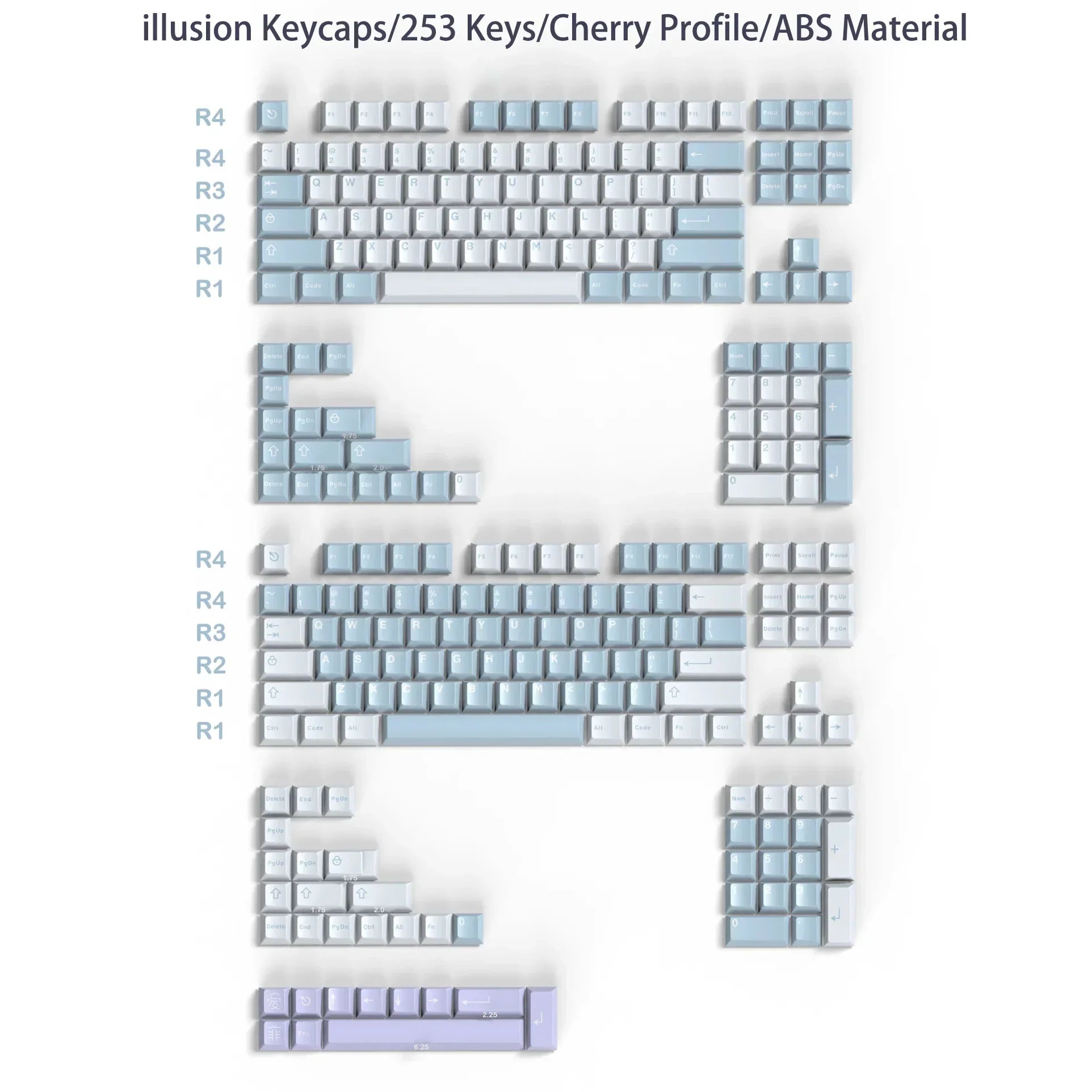 Cherry Profile 253 Keys Toxic Keycap Set Double Shot  Keycaps for Gateron MX Switches Mechanical Gamer Keyboard