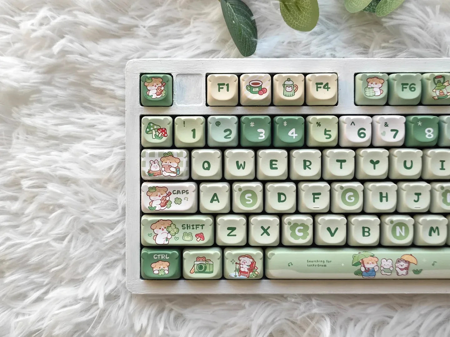 Cute Kawaii Bear Keycap EAO Pink Purple Expression Pbt For Diy Mechanical Keyboard Side Engraved Iso/Ansi Layout Cute Cat Keycap