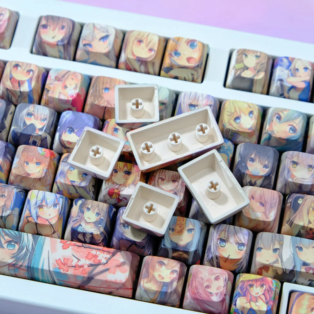 Color Anime Keycaps Personalized Customization Cartoon Anime 126 Key PBT Mechanical Keyboard Keycap MOA Profile Keycap Accessory