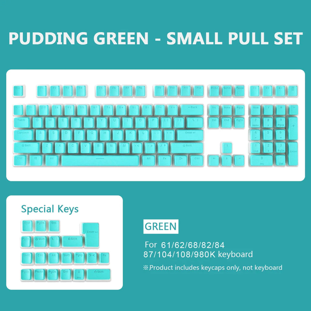 129 Keys Mechanical Keyboard PBT Pudding Keycaps Two-color Injection Molding OEM Character Translucent Keycap for All Keyboards