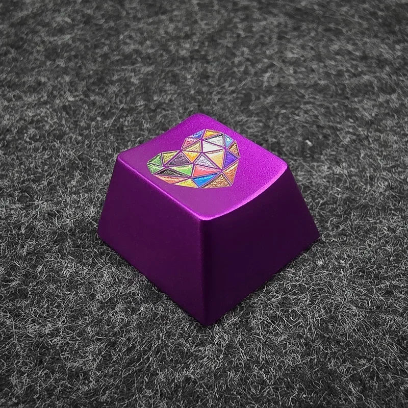 Glass Heart Keycap Custom Point Aluminum Alloy Color Glass Artisan Key Cap Cherry Profile MX Switch Mechanical Keyboard Keycap