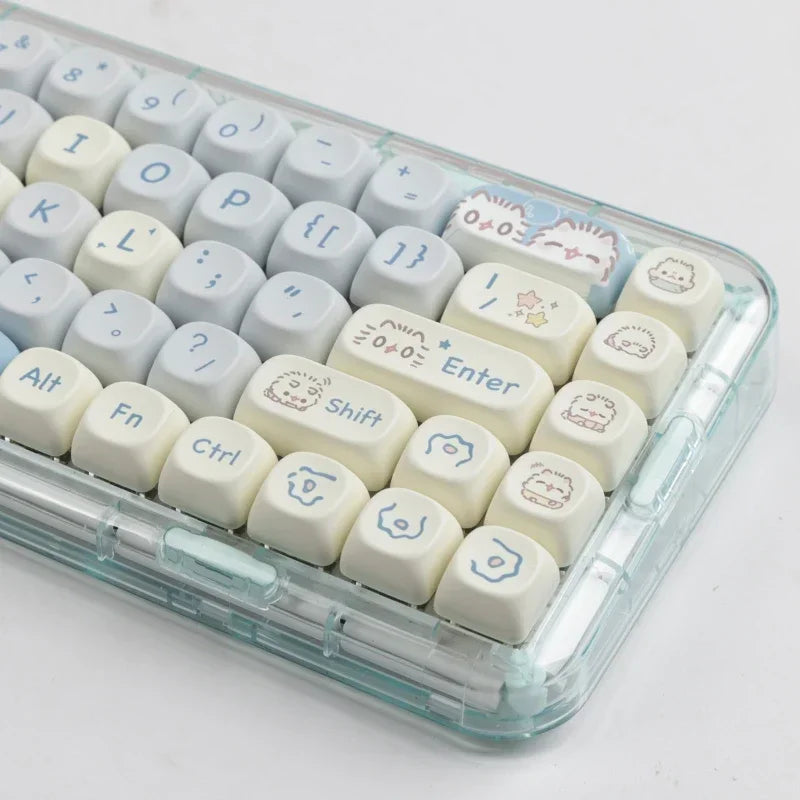 144 Keys Meow MOA Height Key Cap MAC Cute Meow Square Thermal Sublimation Mechanical Keyboard Keycaps Keyboard Accessories
