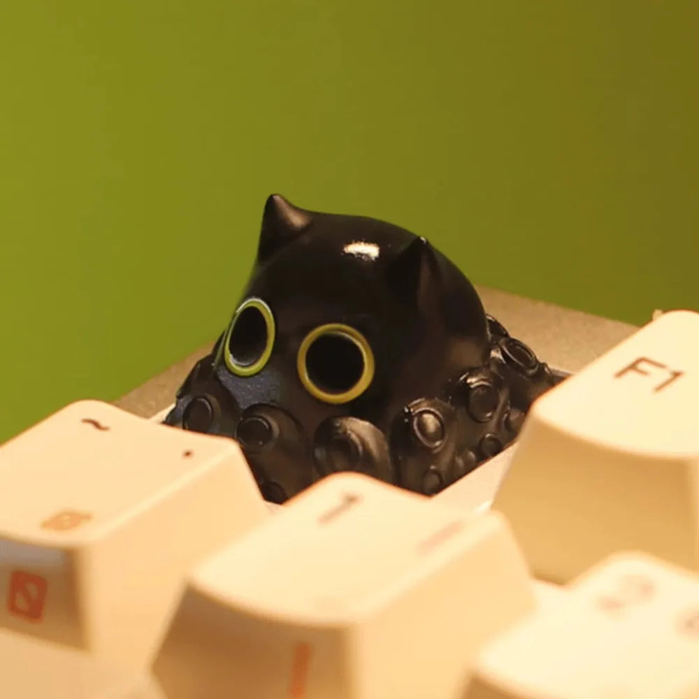 Cute Octopus Cat Artisan Keycap Custom Resin Point Keyboard Cap Cherry MX 1U Handmade Anime Key Cap for Mechanical Keyboard Gift