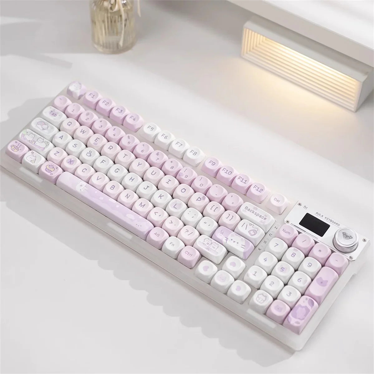 95Keys MOA Profile Cat Theme PBT Key Caps Pink Blue Puppy Cute  Keycaps for GK61 RK836 MX Switches Mechanical Keyboard
