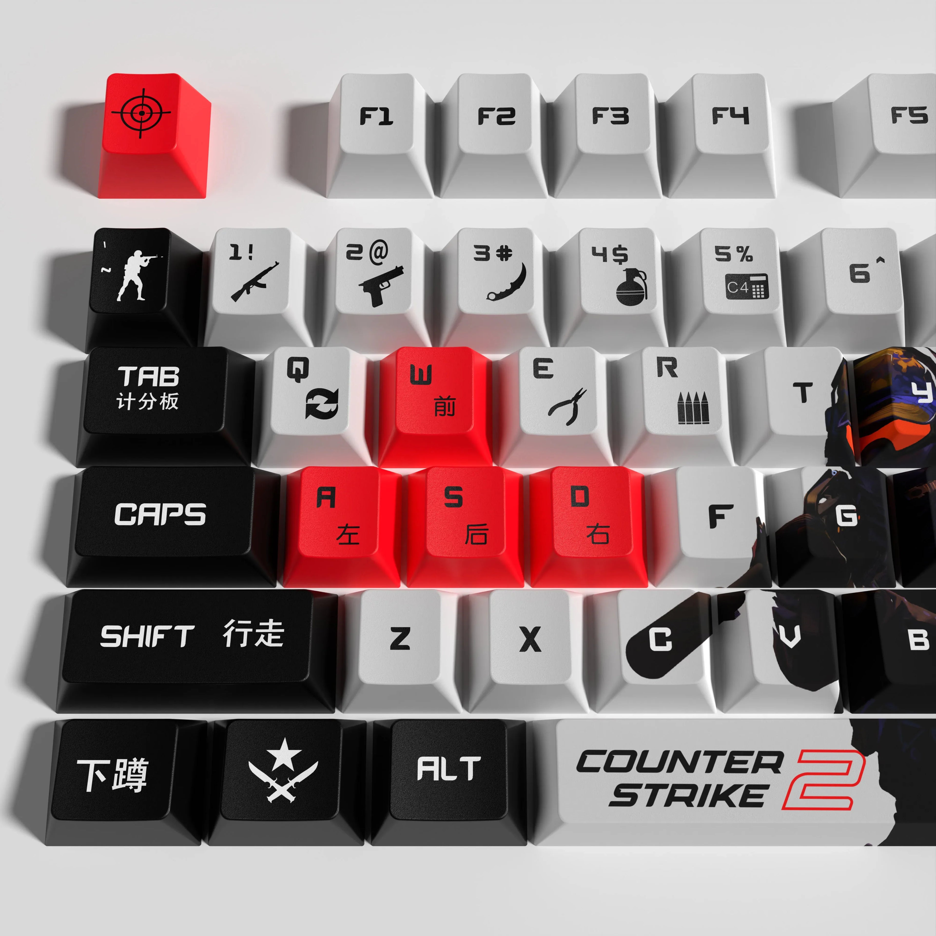Counter-Strike 2 keycaps cs2 keycaps cherry Profile PBT dye sub keycaps game keycaps csgo