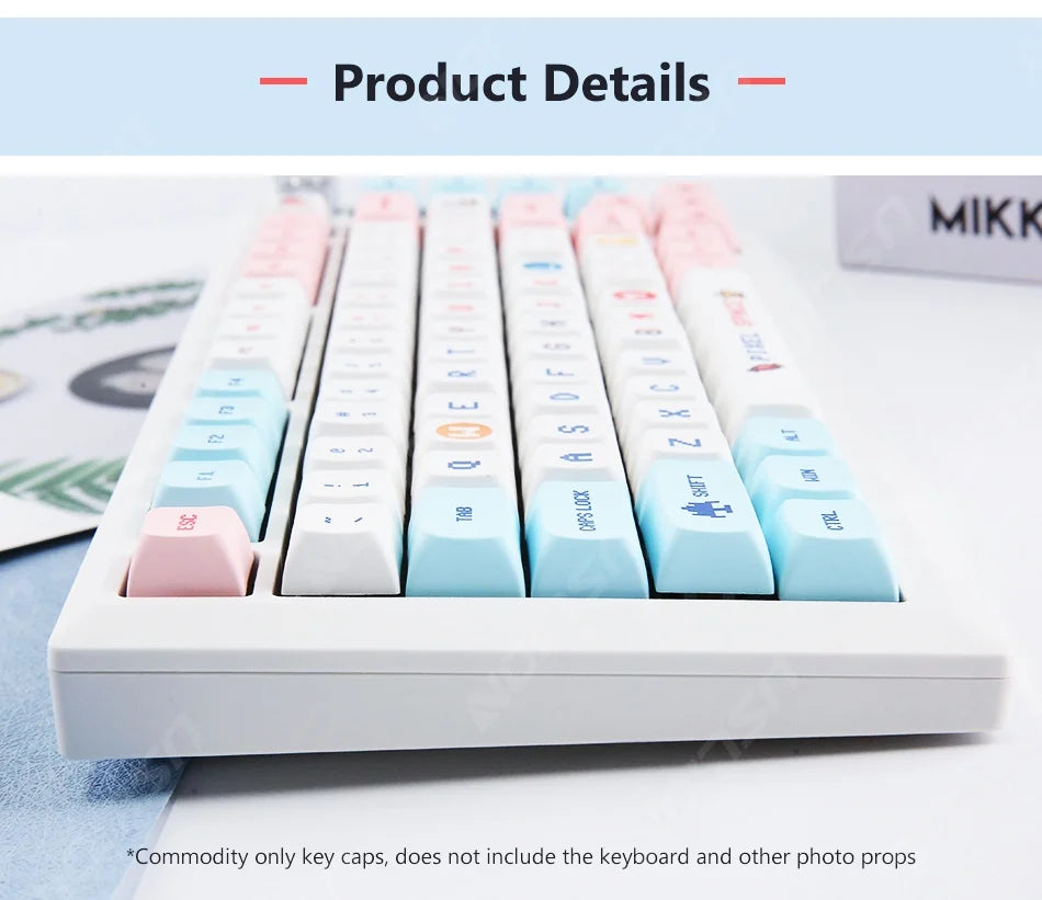 Candy Colorful 124 Keycaps XDA PBT Cartoon Keyboard Dye Sublimation for DIY Custom Mechanical Gaming Wear-Resistant Keycaps Kit