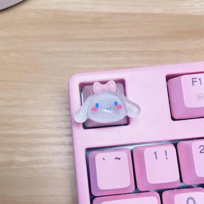 Kawaii Sanrio My Melody Cinnamoroll Kuromi Keycap Esc Base Transparent Cross Axis Mechanical Keyboard Keycaps Decorate Girl Gift