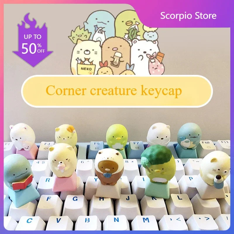 Animal Series Cute Keycap Diy Customized MX Switch Resin ESC Point Keycaps  Mechanical Keyboard Artisan Key Caps Girls Favorites
