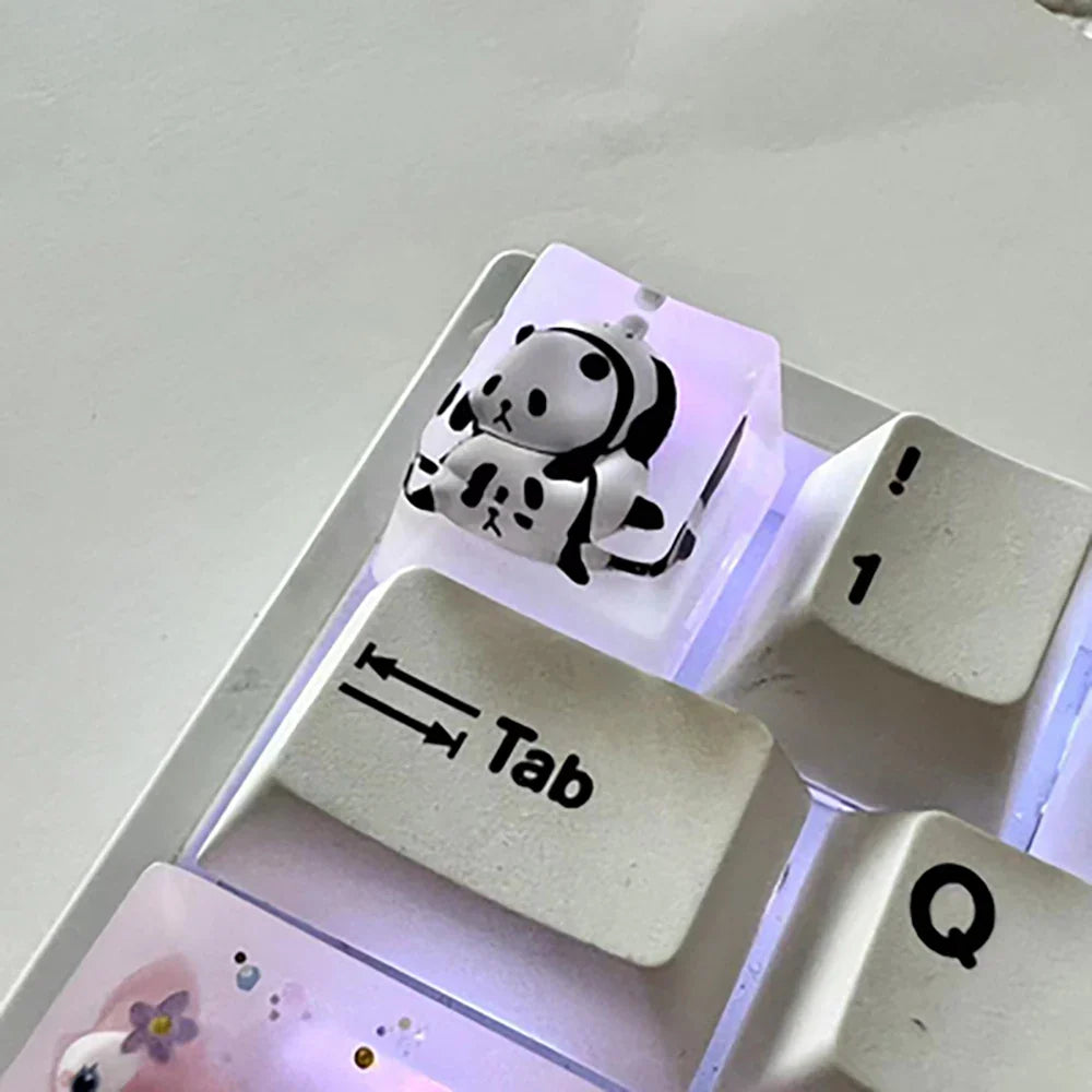 1Pcs Cute Panda Pattern Keycap Resin Handmade Decoration Personality Esc R4 OEM Cute key cap mold Keycap for Mechanical Keyboard