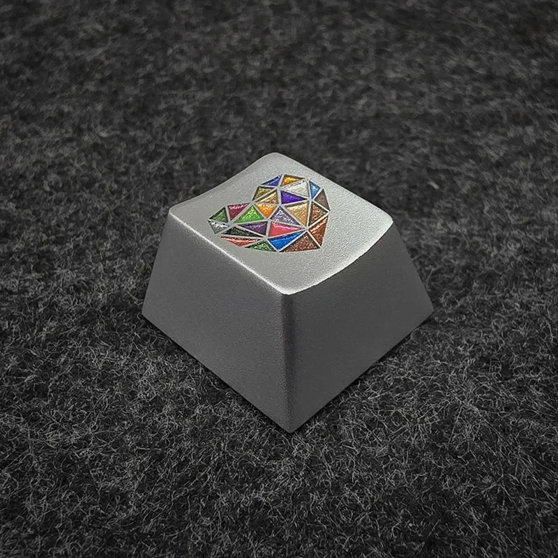 Glass Heart Keycap Custom Point Aluminum Alloy Color Glass Artisan Key Cap Cherry Profile MX Switch Mechanical Keyboard Keycap