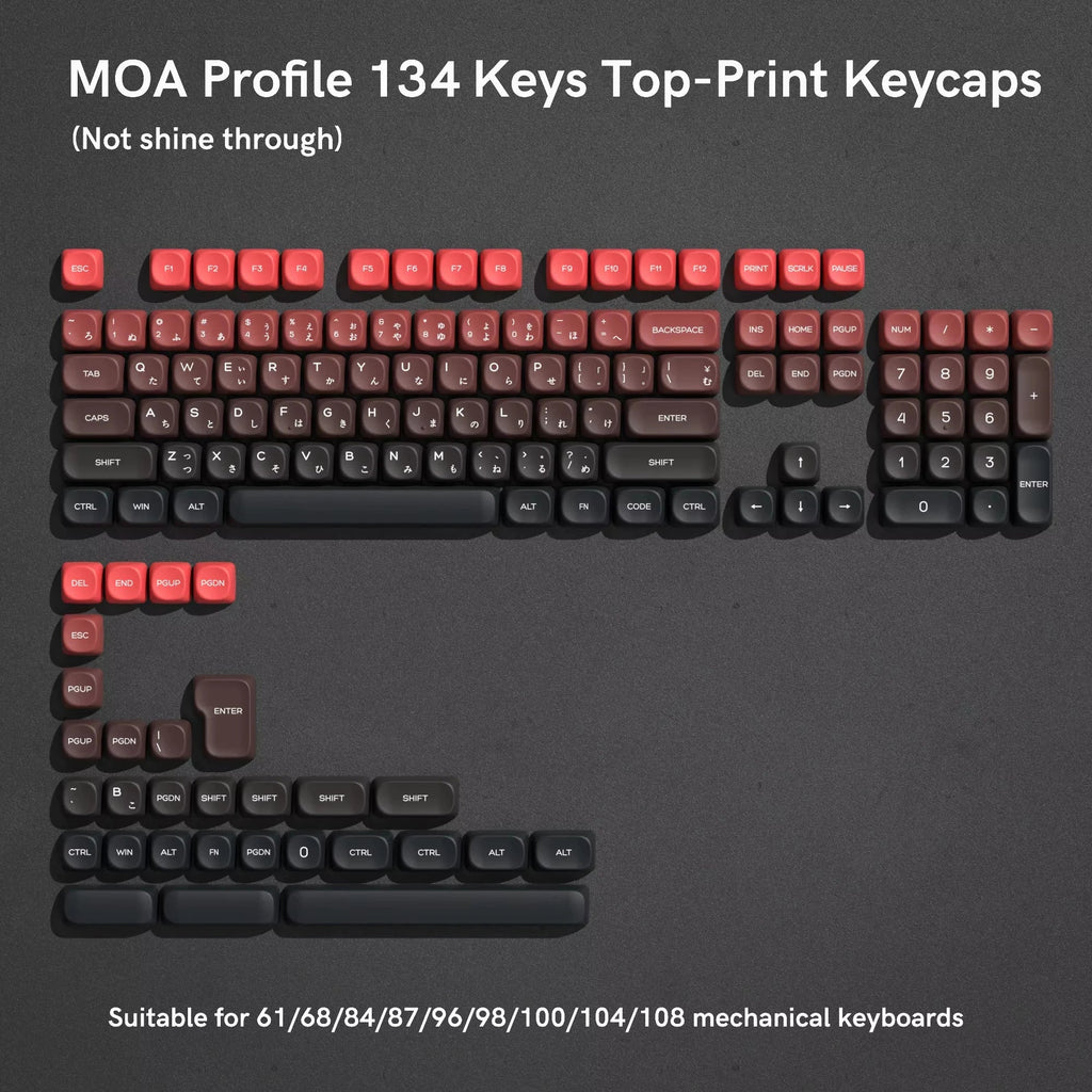 134 Keys Pink Cat  MOA Profile PBT Keycaps Customs Dye Sub Key caps for 61/87/104 Cherry MX Switch Gaming Mechanical Keyboard