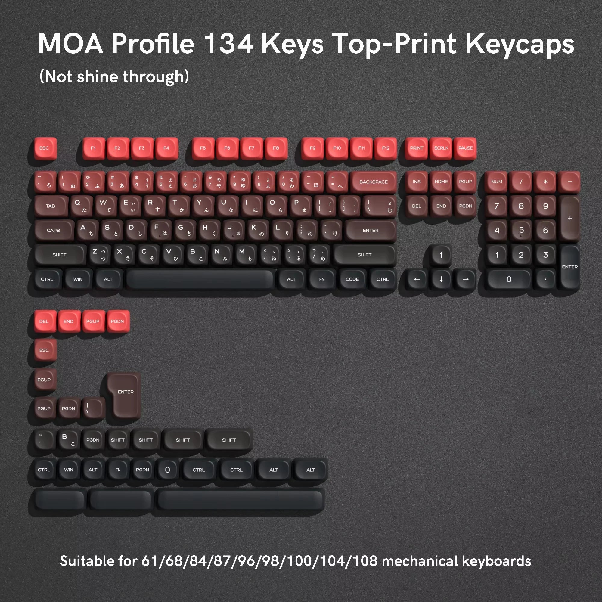 134 Keys Pink Cat  MOA Profile PBT Keycaps Customs Dye Sub Key caps for 61/87/104 Cherry MX Switch Gaming Mechanical Keyboard
