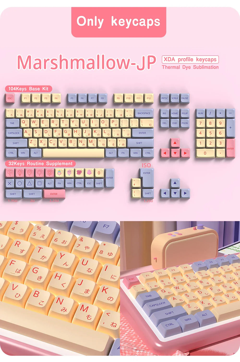 XDA Profile PBT keycaps Spanish Korean French German Portuguese Russian Japanese keycap For Cherry MX Mechanical Keyboard