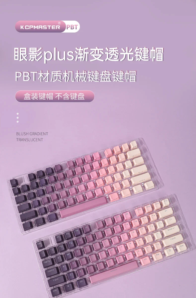 Gradient Eye Shadow PLUS Keycaps Side Top Character Translucent Backlit Key cap PBT OEM profile For MX Switch Keyboard