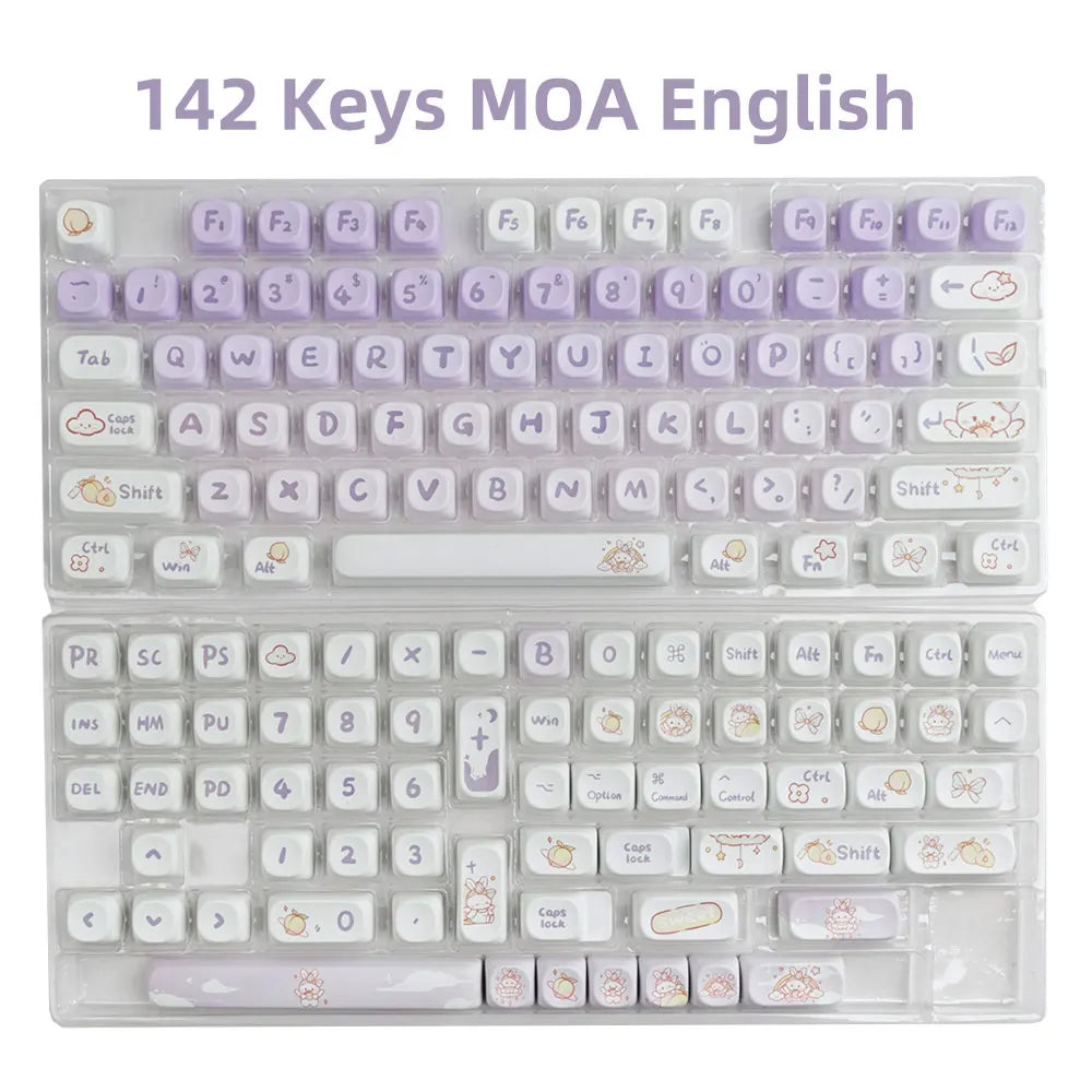 142 Keys MOA Profile Cartoon Theme Keycaps Thermal Five-side Dye-Sublimation Customized Key Caps Kit for Mechanical Keyboard