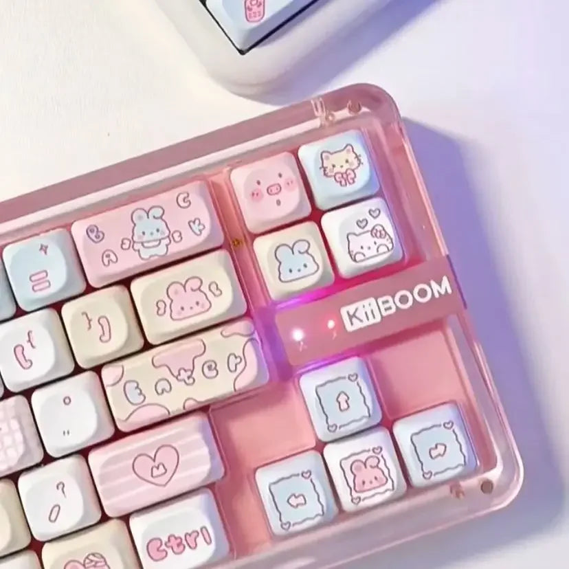 123 Keys ROA Profile Keycap customization Gift Cute rabbit PBT Keycaps Cute Key Cap Dye-Sub Mechanical Keyboard Keycap MX Switch