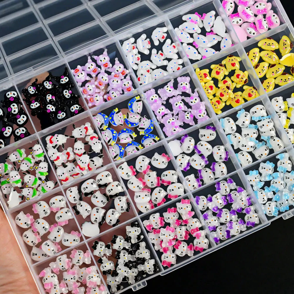 35/50/70/240pcs Cute Sanrio Nail Art Jewelry Decoration Kawaii Hello Kitty Kuromi Rhinestone Charms For Nail Y2K Manicure Crafts