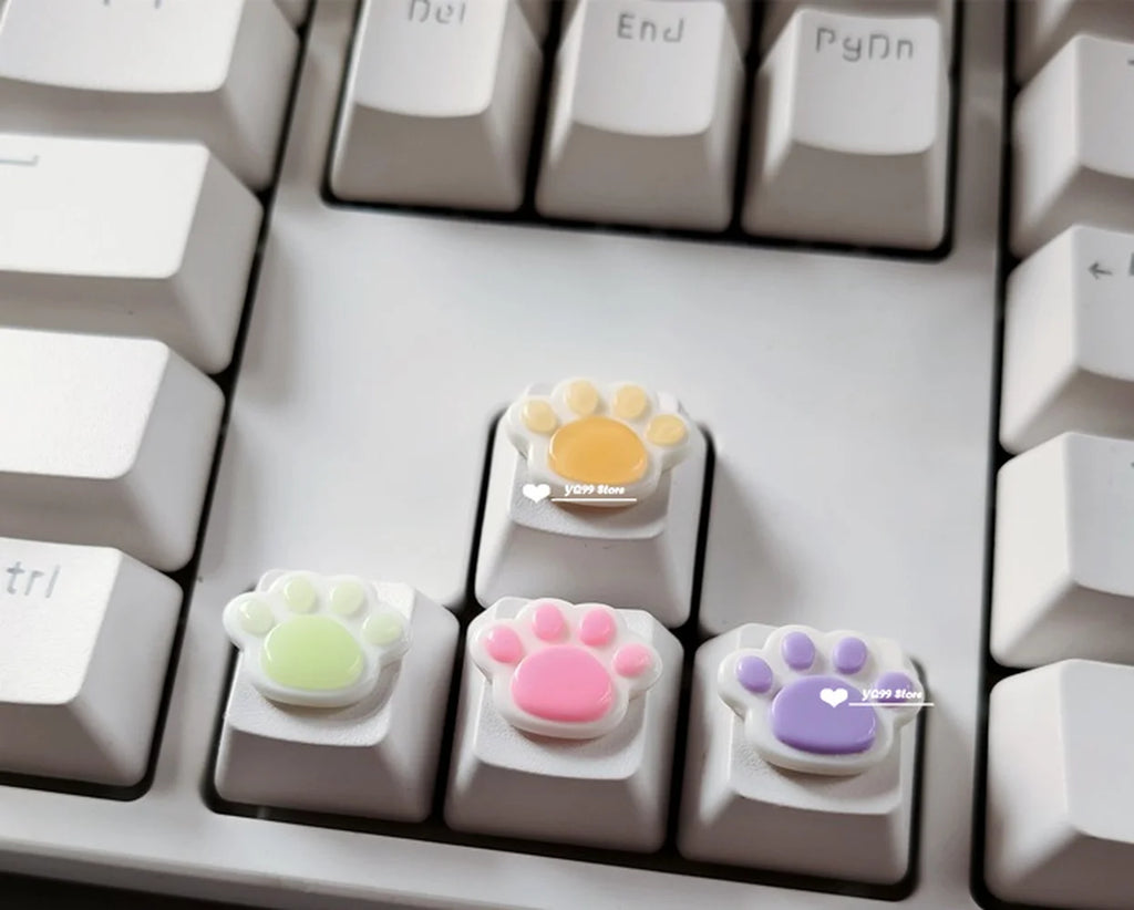 4pcs/set Lovely Cat Claw Key Cap Personality Cat Paw Keycaps for Mechanical Keyboard R4 Arrow Keys Pink Cute DIY Keycaps